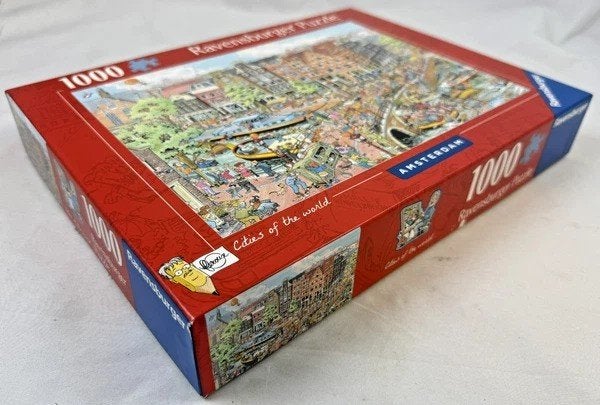 Ravensburger Puzzel Amsterdam 1000 Fleroux Cities of World, Verzenden, 500 t/m 1500 stukjes, Zo goed als nieuw, Legpuzzel