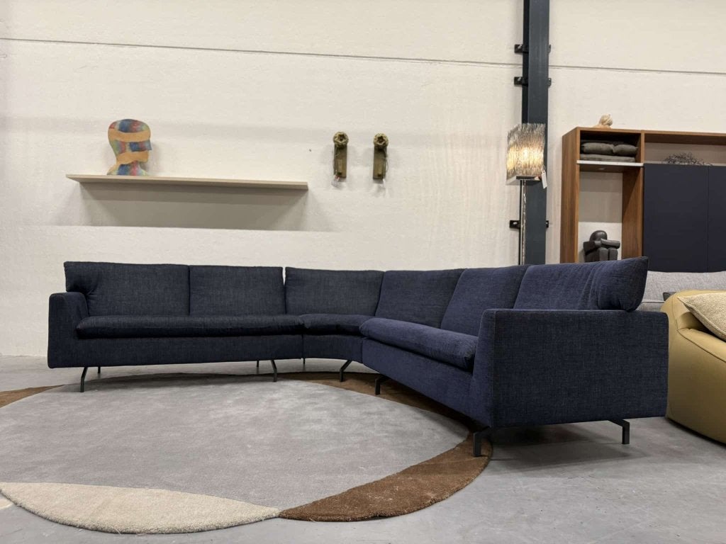 Nieuw Label van den Berg Kameo Hoekbank Blauw Stof Bank, Ophalen, 250 tot 300 cm, Hoekbank, Nieuw