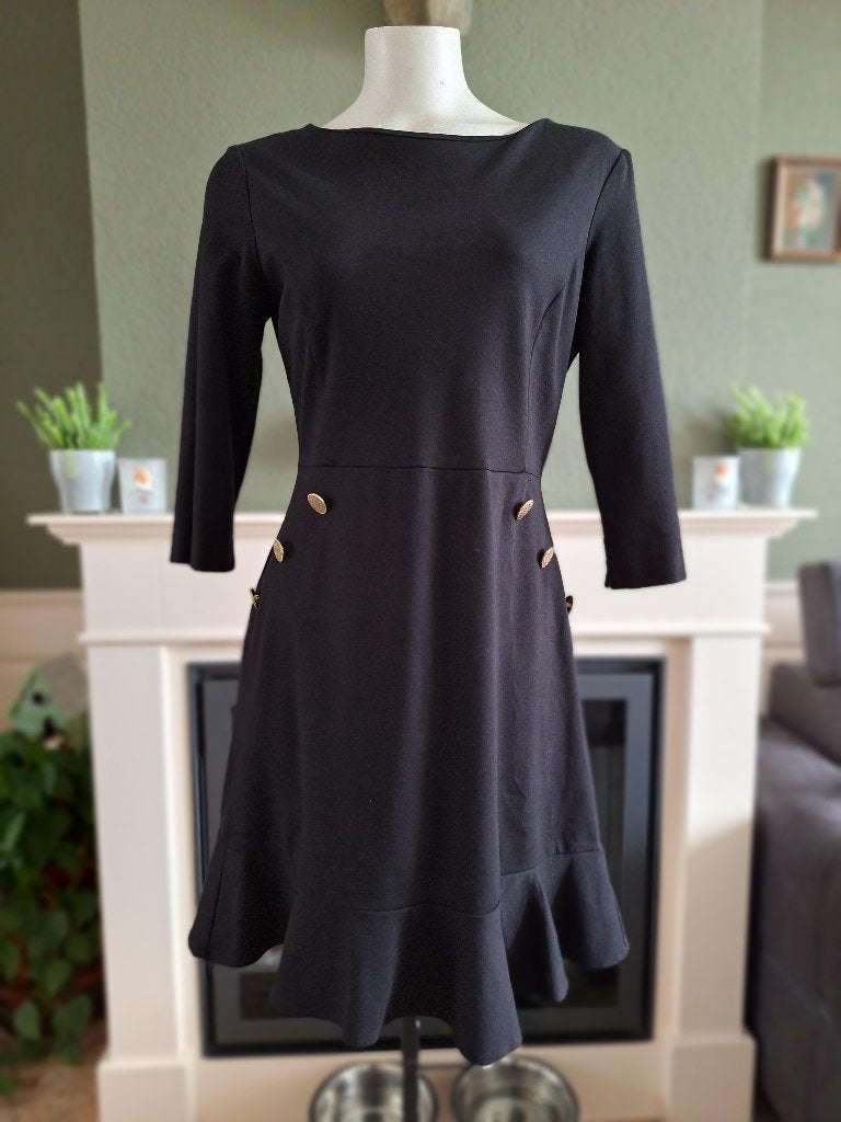 Due Amanti knopen zwart jurk 2 M 38 40, Kleding | Dames, Maat 38/40 (M), Verzenden, Zwart, Zo goed als nieuw