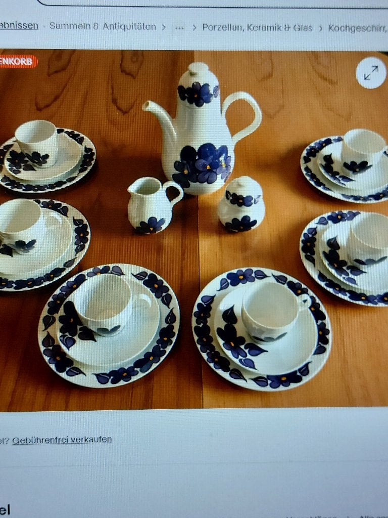 Heinrich Germany Servies met Viooltjesdecor - 21 Delen, Antiek en Kunst, Antiek | Servies compleet, Ophalen of Verzenden