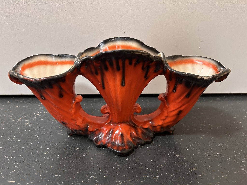 Vintage Bihl vaasje rood drie kelken, Ophalen of Verzenden