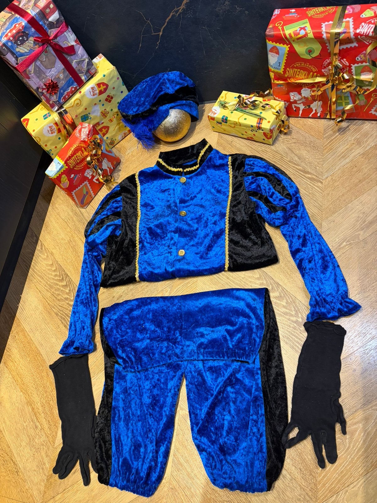 Pietenpak zwart blauw maat 164 nieuw sinterklaas set, Diversen, Sinterklaas, Ophalen of Verzenden, Nieuw