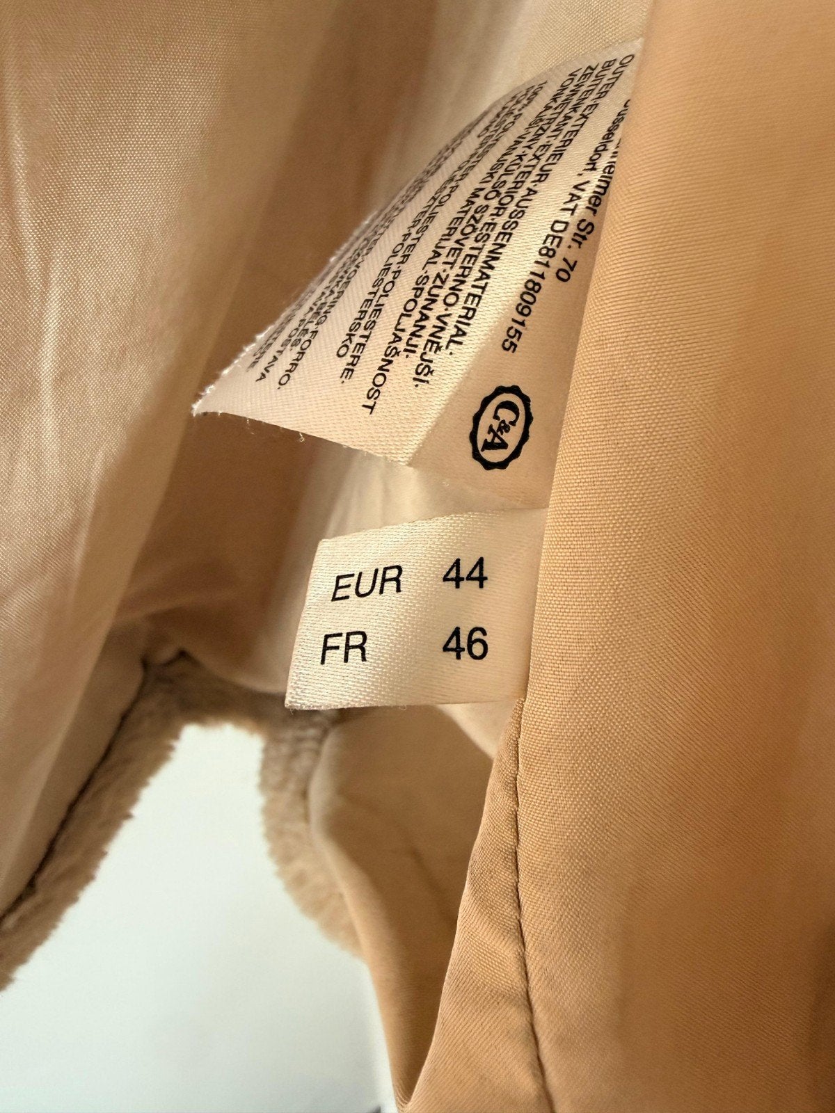 C&A The Outerwear Teddy Jas - Maat 44, Kleding | Dames, Beige, Maat 42/44 (L), Ophalen of Verzenden, Zo goed als nieuw