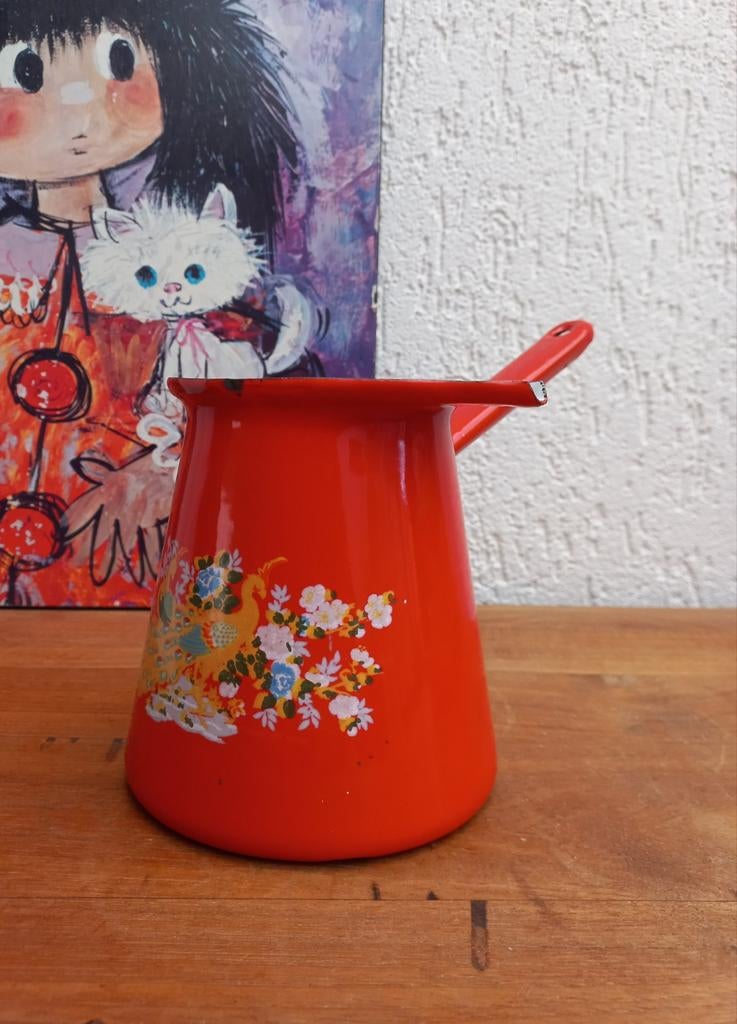 Turkse koffiepot. Emaille. Vintage. Pauw, Ophalen of Verzenden