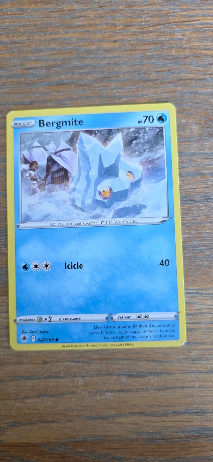 Bergmite Pokémon kaart (047/189) - Zo goed als nieuw, Ophalen of Verzenden, Zo goed als nieuw, Losse kaart