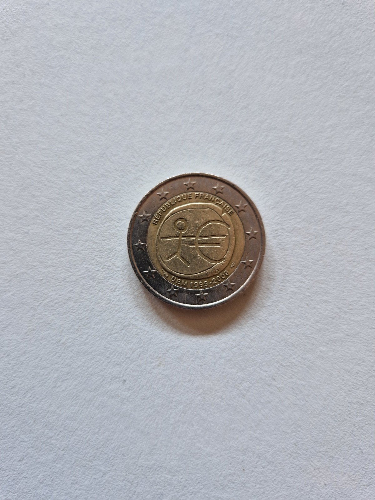 Franse 2 Euro munt UEM 1999-2009, Postzegels en Munten, Munten | Europa | Euromunten, Ophalen of Verzenden, Frankrijk, 2 euro
