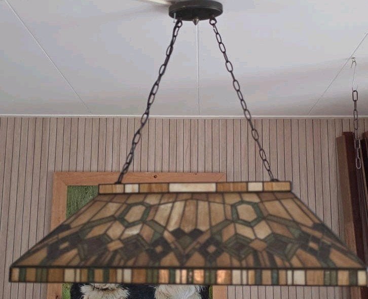 Tiffany Hanglamp - Art Deco Design, Huis en Inrichting, Ophalen, Gebruikt, E27 (groot), Glas