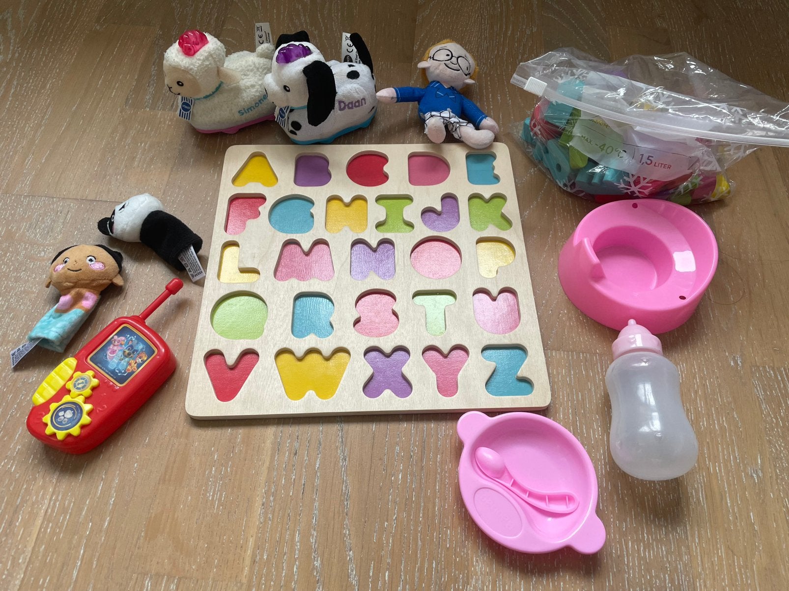 Speelgoedpakketje peuters vtech zoef zoef en alfabet puzzel, Ophalen of Verzenden, Zo goed als nieuw, Speelset, Met licht