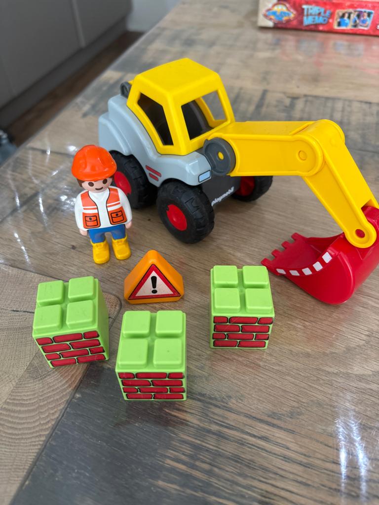 Playmobil 1.2.3 Graafmachine met bouwvakker en blokken, Ophalen, Gebruikt, Overige merken