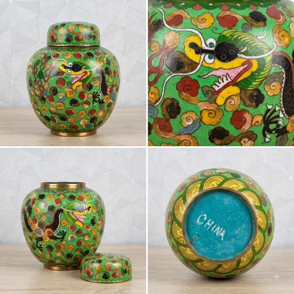 Prachtige AntiekeChinese Cloisonné Gemberpot draak, Ophalen of Verzenden