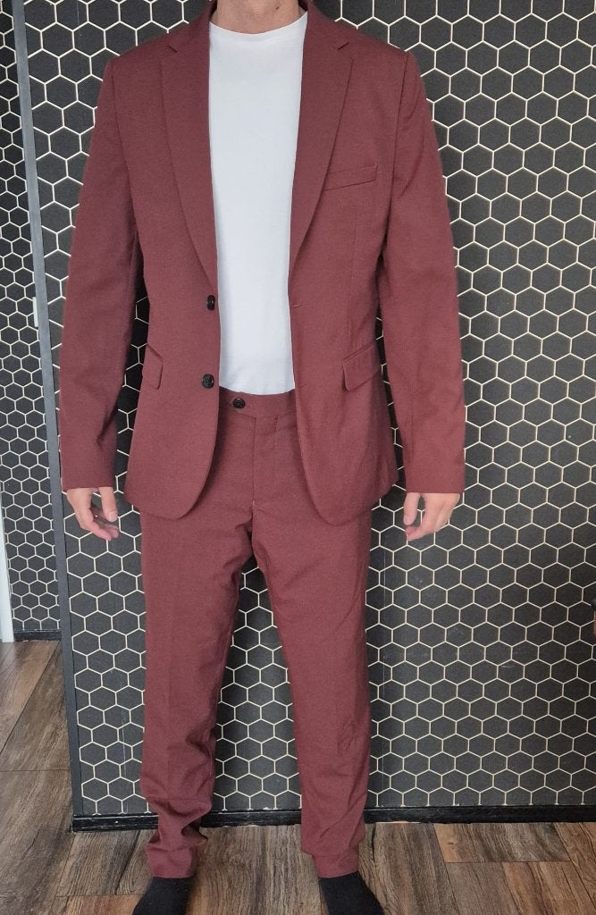 Mooi WE Kostuum Bordeaux maat 48, Kleding | Heren, WE, Maat 48/50 (M), Ophalen of Verzenden, Zo goed als nieuw