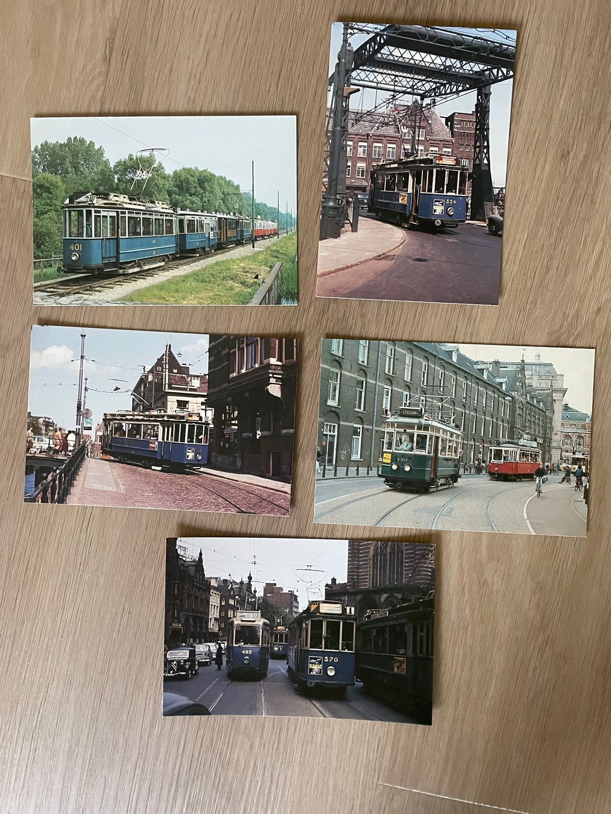 5 oude ansichtkaarten van Amsterdamse museumtramlijn (wd-30), Verzamelen, Ansichtkaarten | Nederland, Noord-Holland, 1960 tot 1980