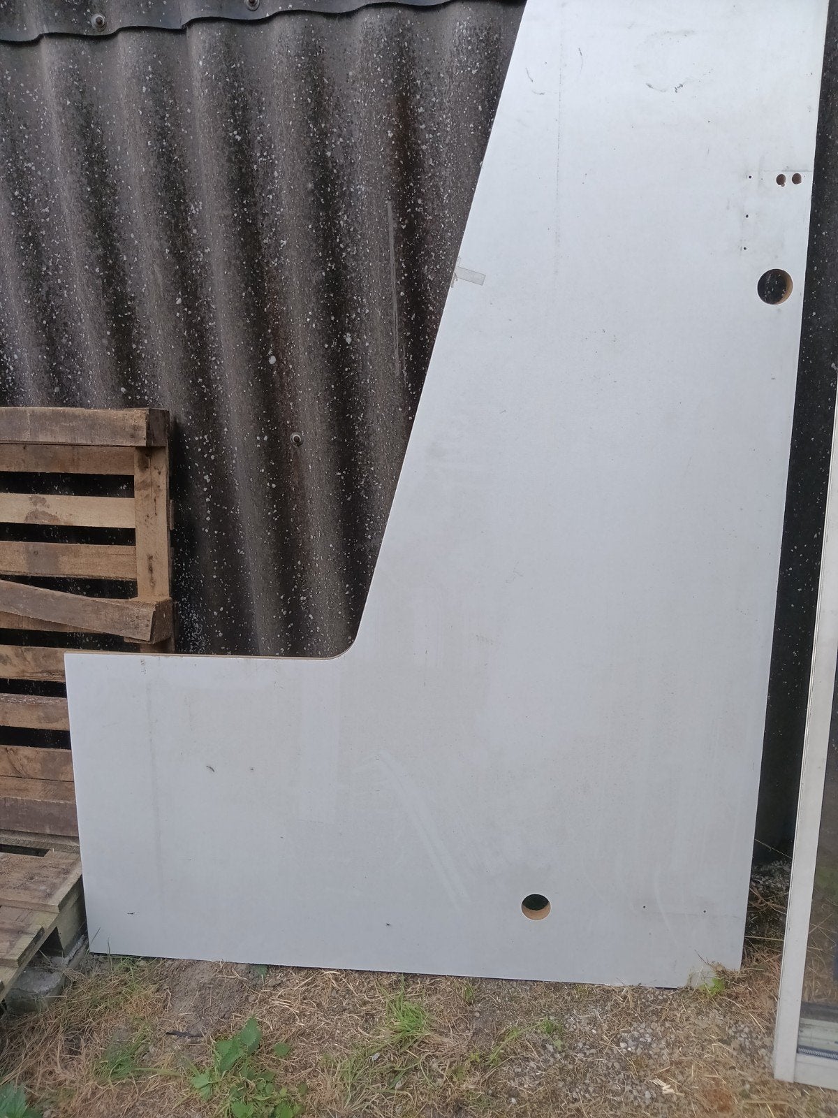 Grote witte bureau blad, Doe-het-zelf en Verbouw, Hout en Planken, Gebruikt, 25 tot 50 mm, Ophalen of Verzenden, 200 tot 250 cm