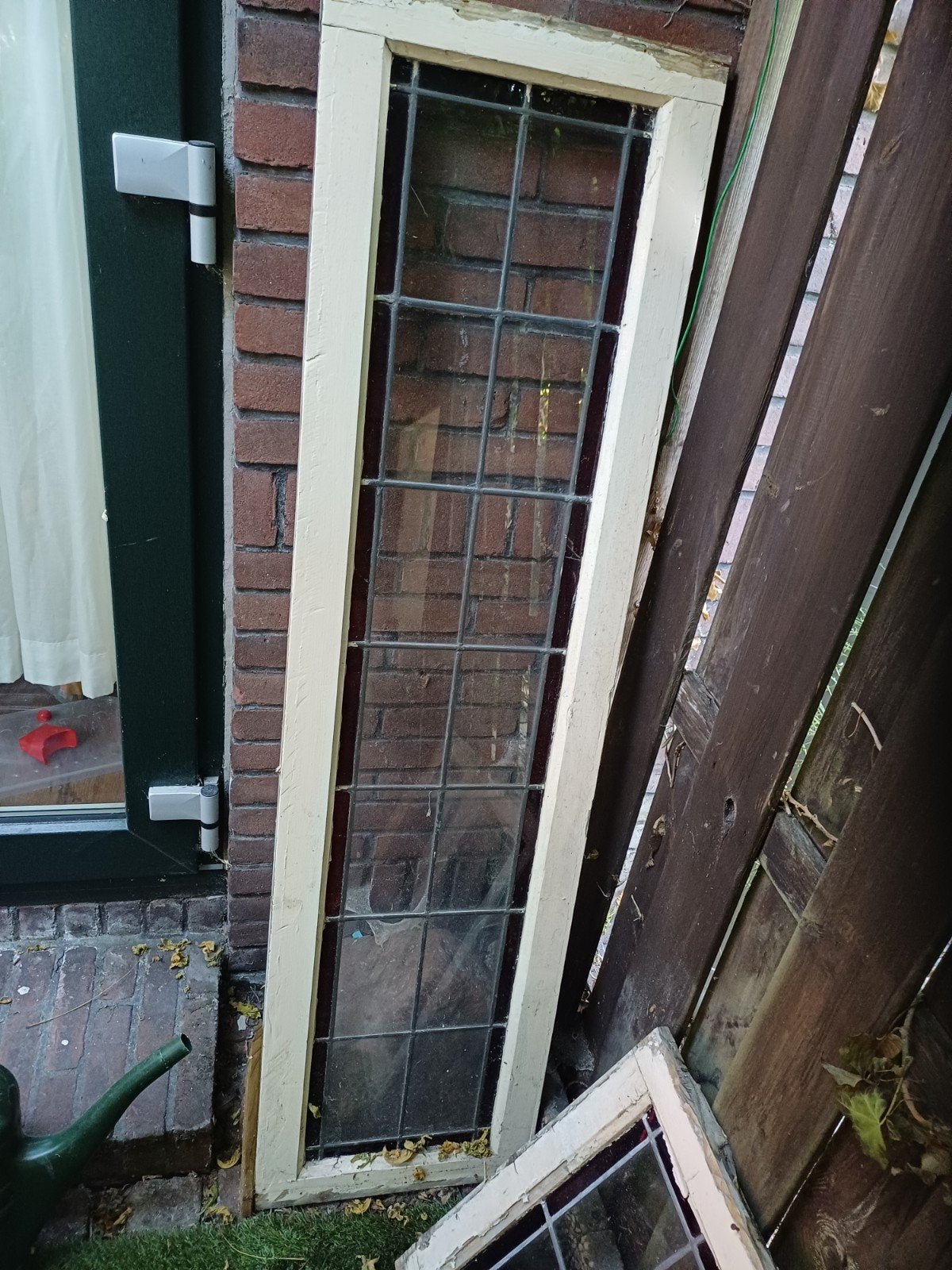 Oude ramen met glas in lood, Ophalen, Gevelraam of Ruit, Gebruikt, Minder dan 80 cm