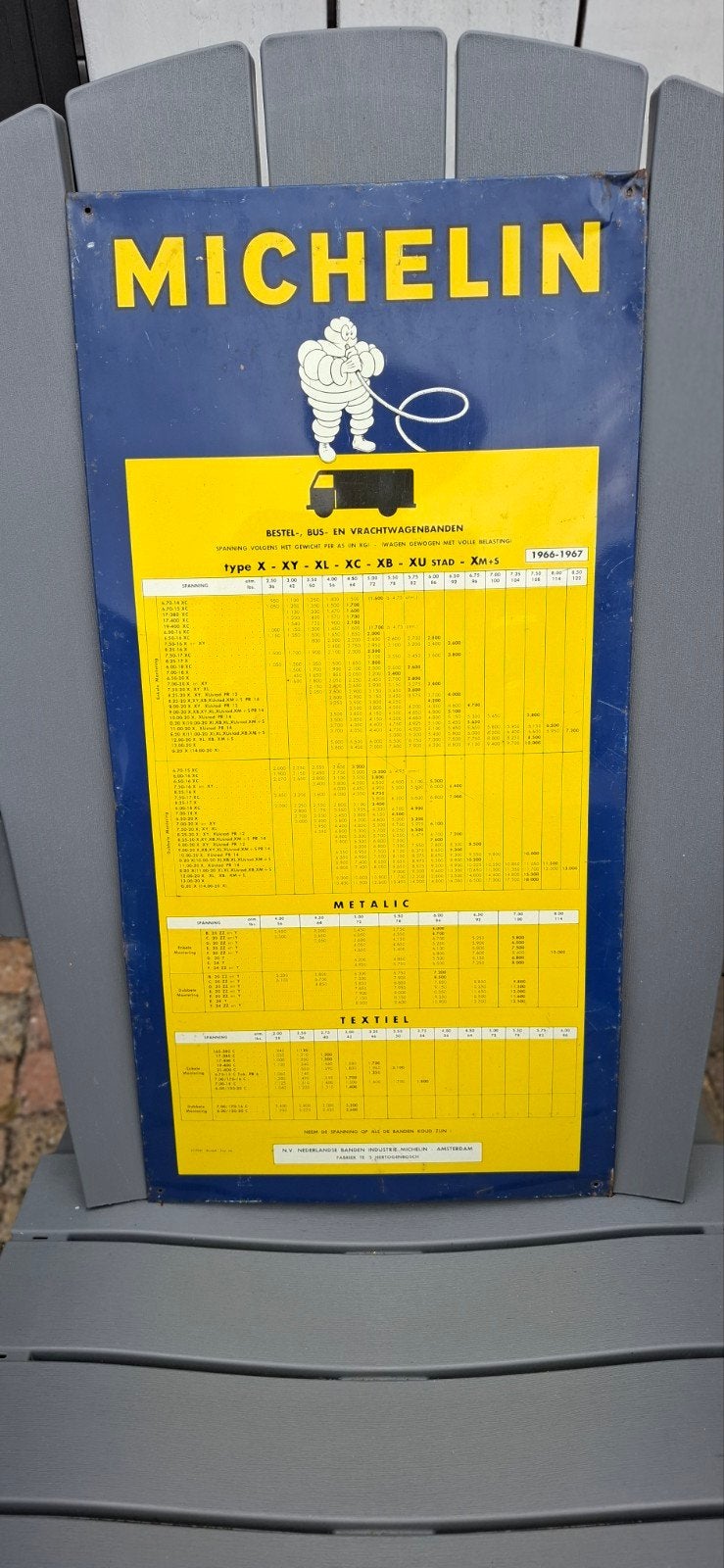 Michelin bord 1966, 1967, Ophalen, Gebruikt