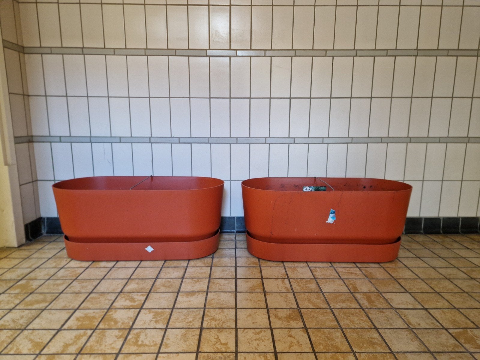 2x Elho 80cm plantenbak op wielen, Ophalen, Rond, Kunststof