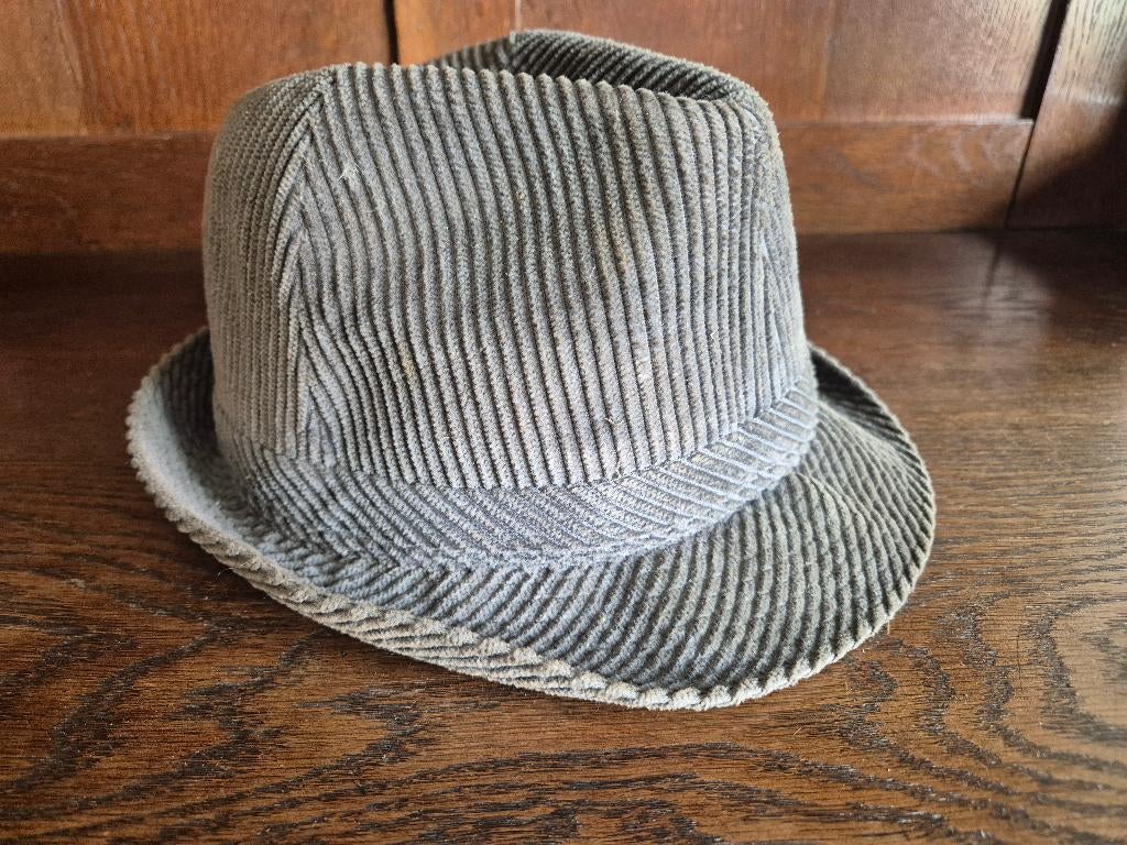 Hoed, ribstof, grijs, maat 53 (027), Ophalen of Verzenden, Gedragen, 57 cm (M, 7⅛ inch) of minder, Hoed