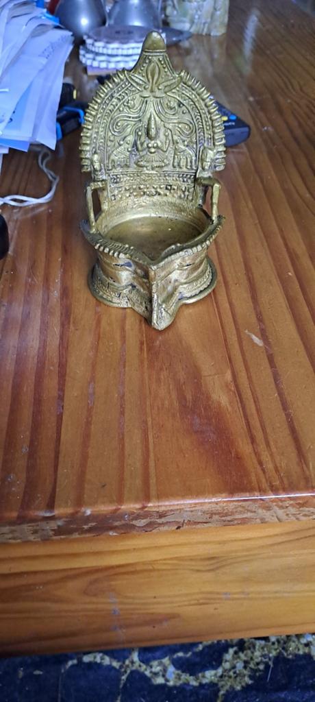 Antieke Indiase olielamp (Diya) van messing, Ophalen of Verzenden