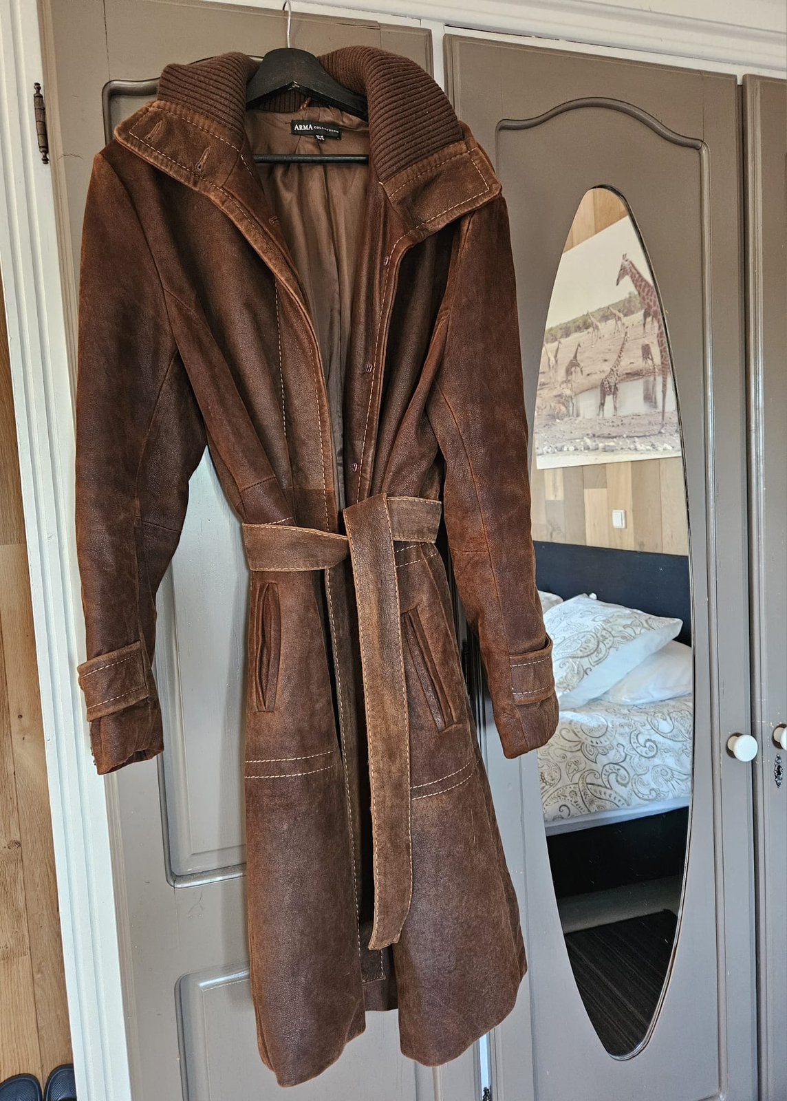 ARMA winterjas (suede) maat 42, Ophalen of Verzenden, Gedragen, Maat 42/44 (L), Bruin