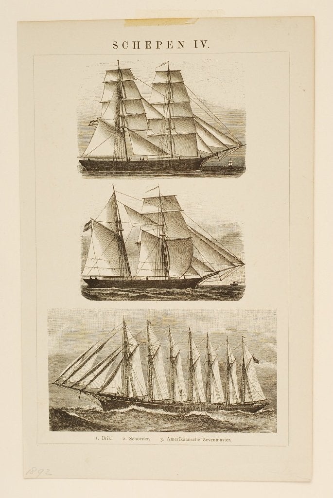 Schepen - Antieke illustratie (1892), Verzenden, Voor 1940, Zo goed als nieuw, Overige onderwerpen