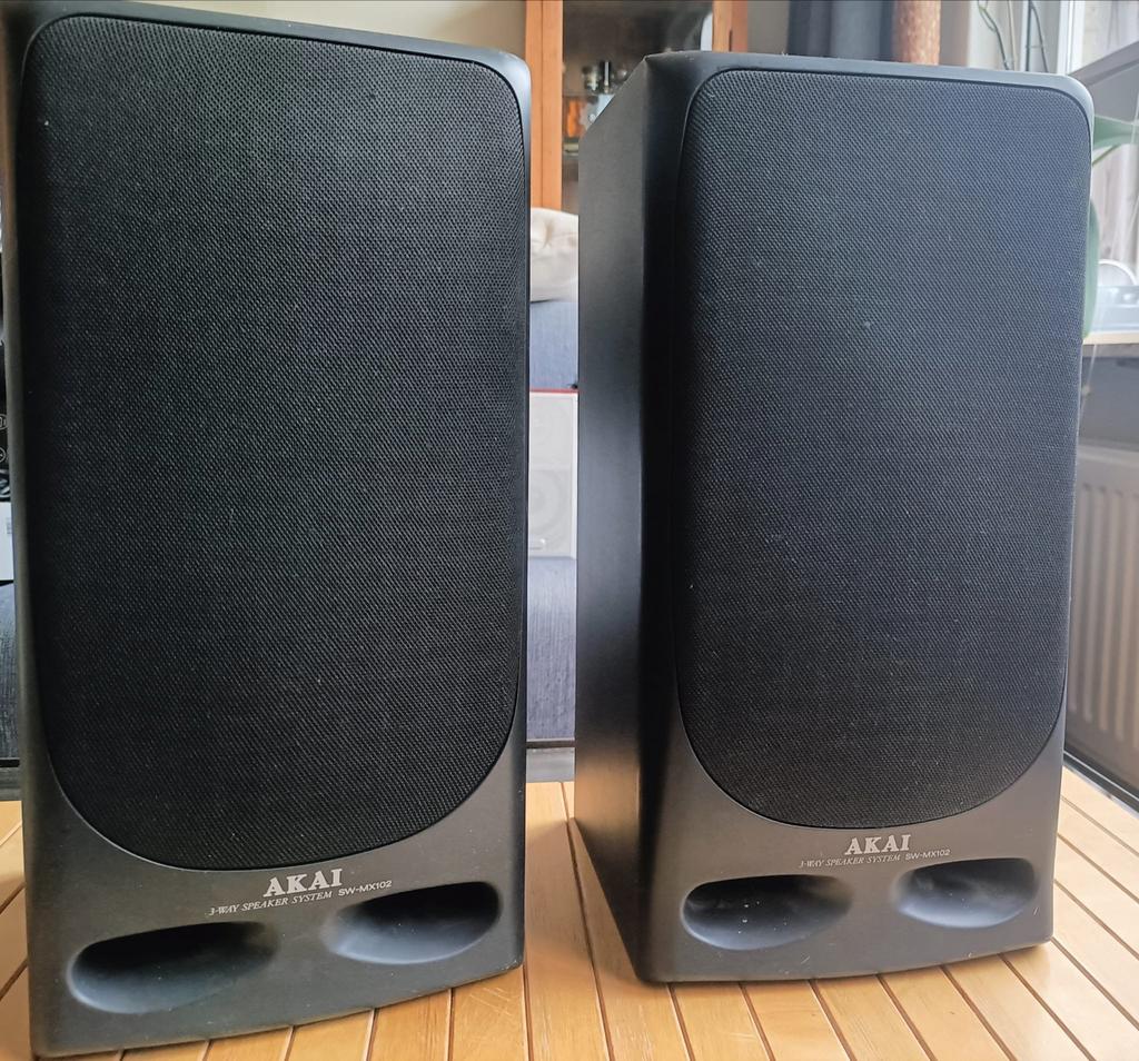 Akai SW-MX102 3-weg speakers - 50W, 8 Ohm, Audio, Tv en Foto, Luidsprekers, Zo goed als nieuw, Minder dan 60 watt, Front, Rear of Stereo speakers