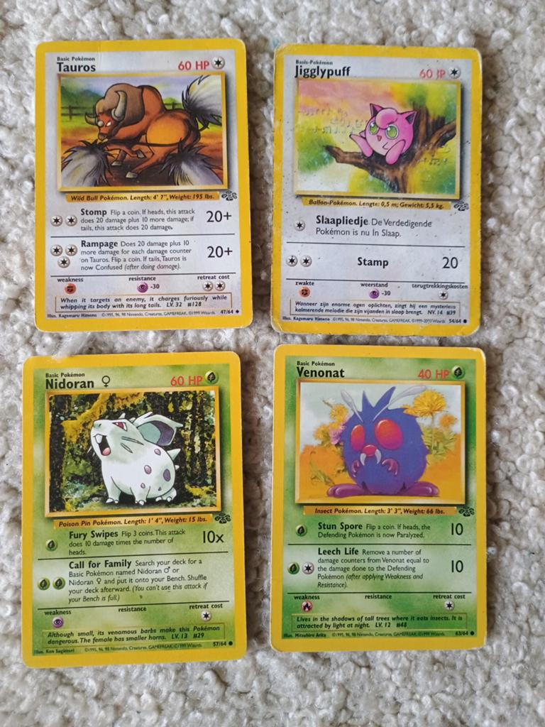 Setje oude jungle set pokemon kaarten - vintage 1995, Ophalen of Verzenden, Gebruikt, Meerdere kaarten