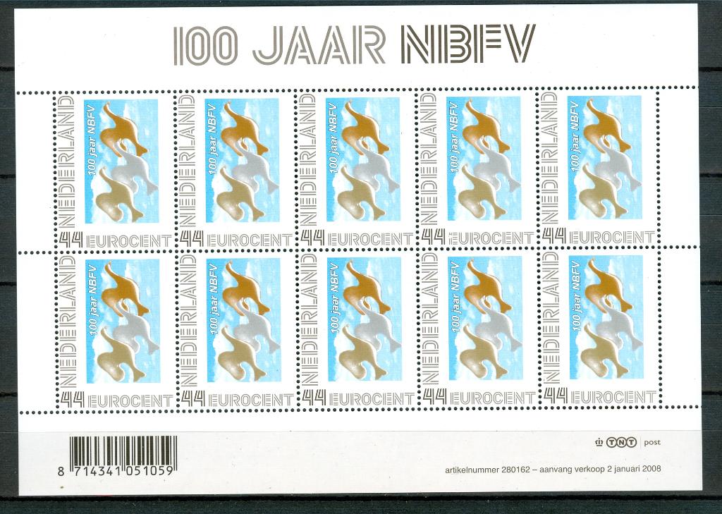 Ned. NVPH V2563 Vel 100 jaar NBFV 2008, Postzegels en Munten, Postzegels | Nederland, Ophalen of Verzenden, Na 1940, Postfris