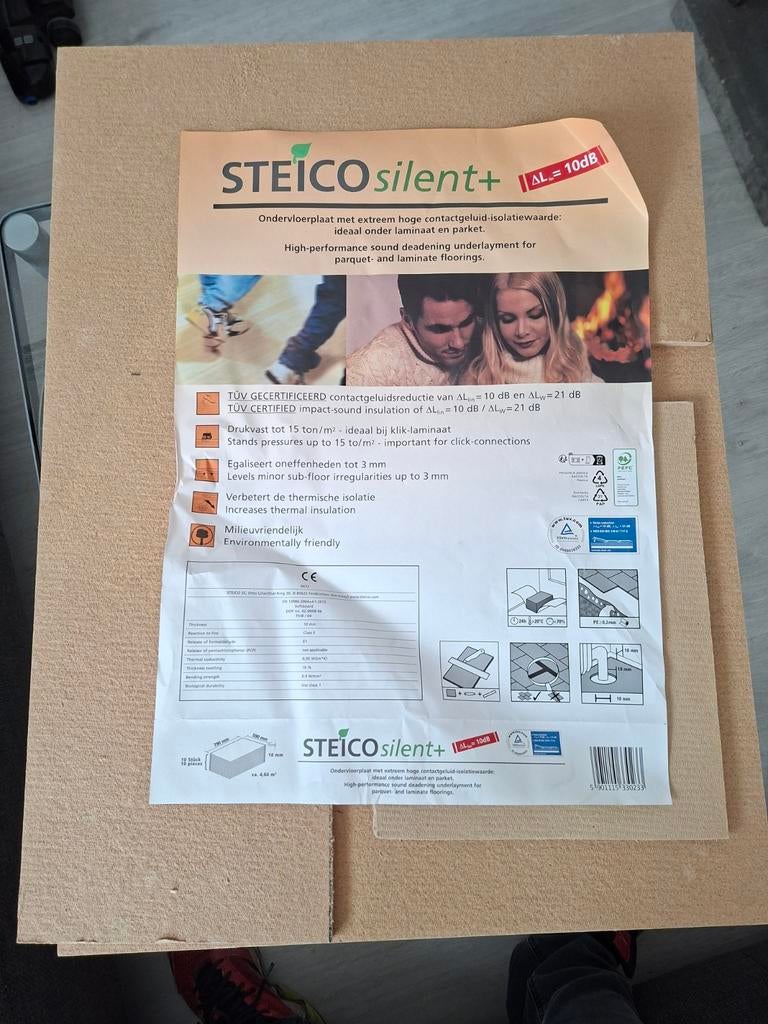 Nieuwe Steico Silent Plus ondervloer laminaat (ca. 2.3m²), Minder dan 4 cm, Overige materialen, Nieuw, Ophalen of Verzenden