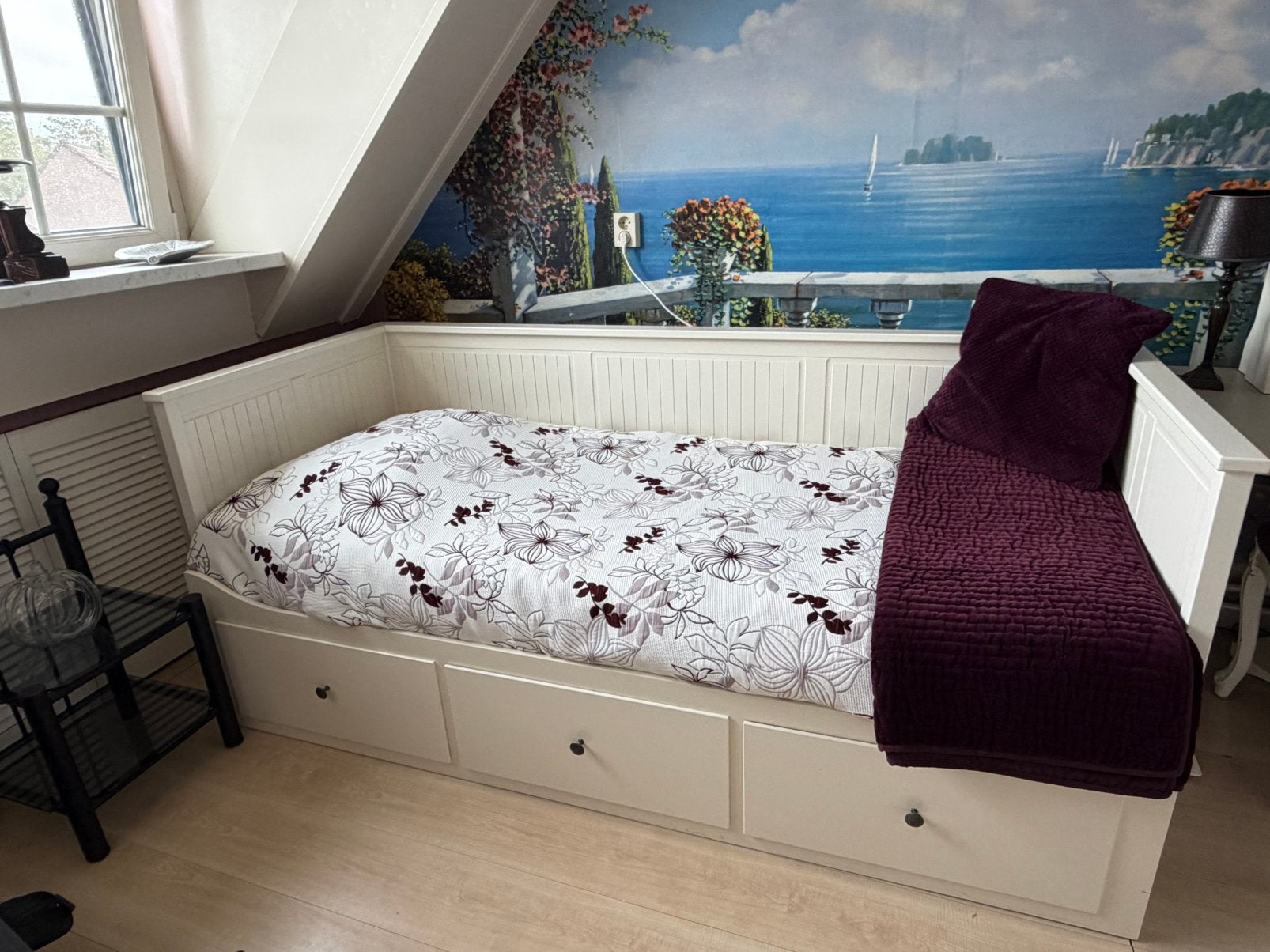 Ikea bedbank, Huis en Inrichting, Ophalen, Wit, Tweepersoons, Zo goed als nieuw