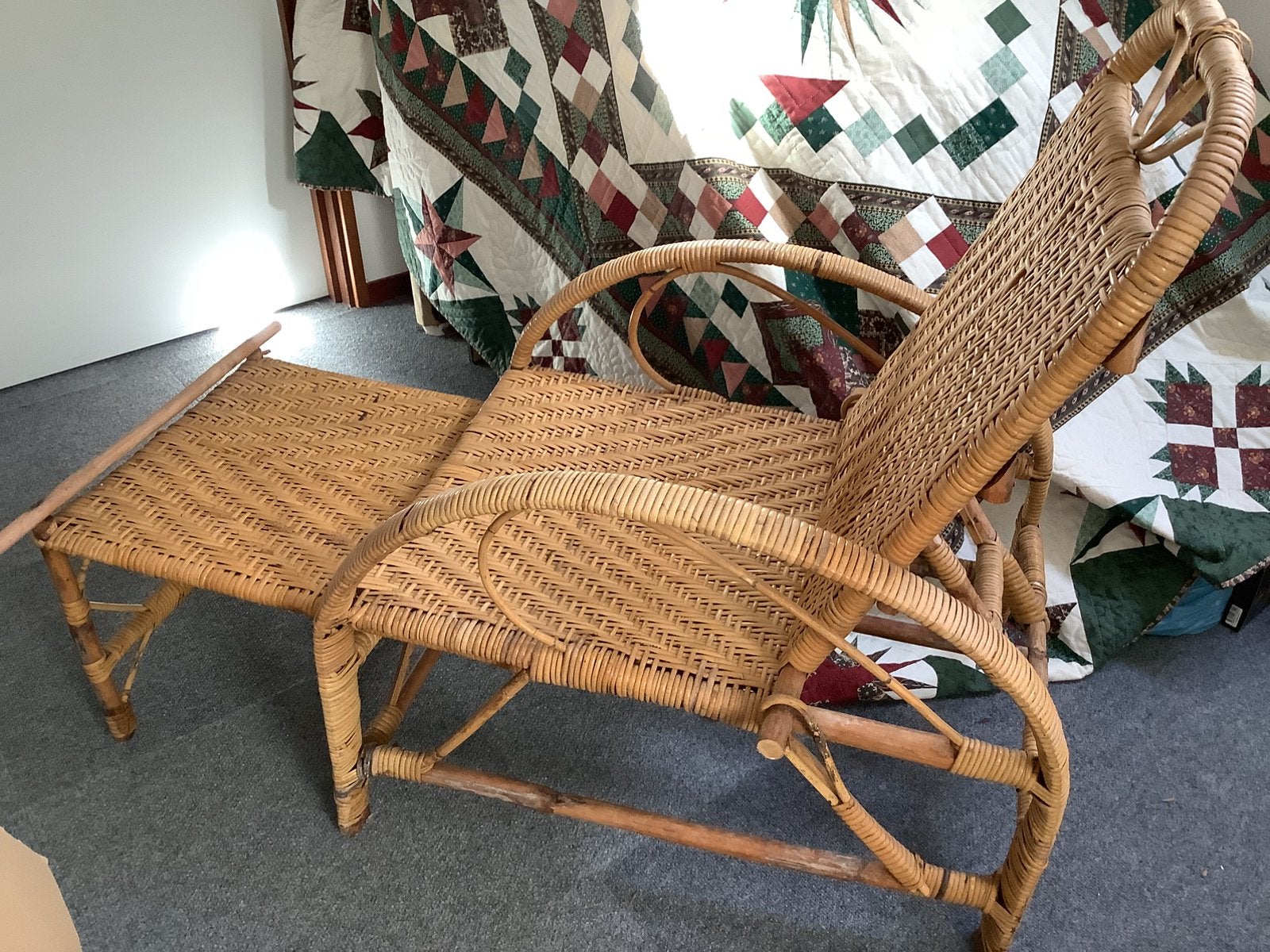 Deckchair rotan, Tuin en Terras, Ligbedden, Ophalen of Verzenden, Zo goed als nieuw, Rotan