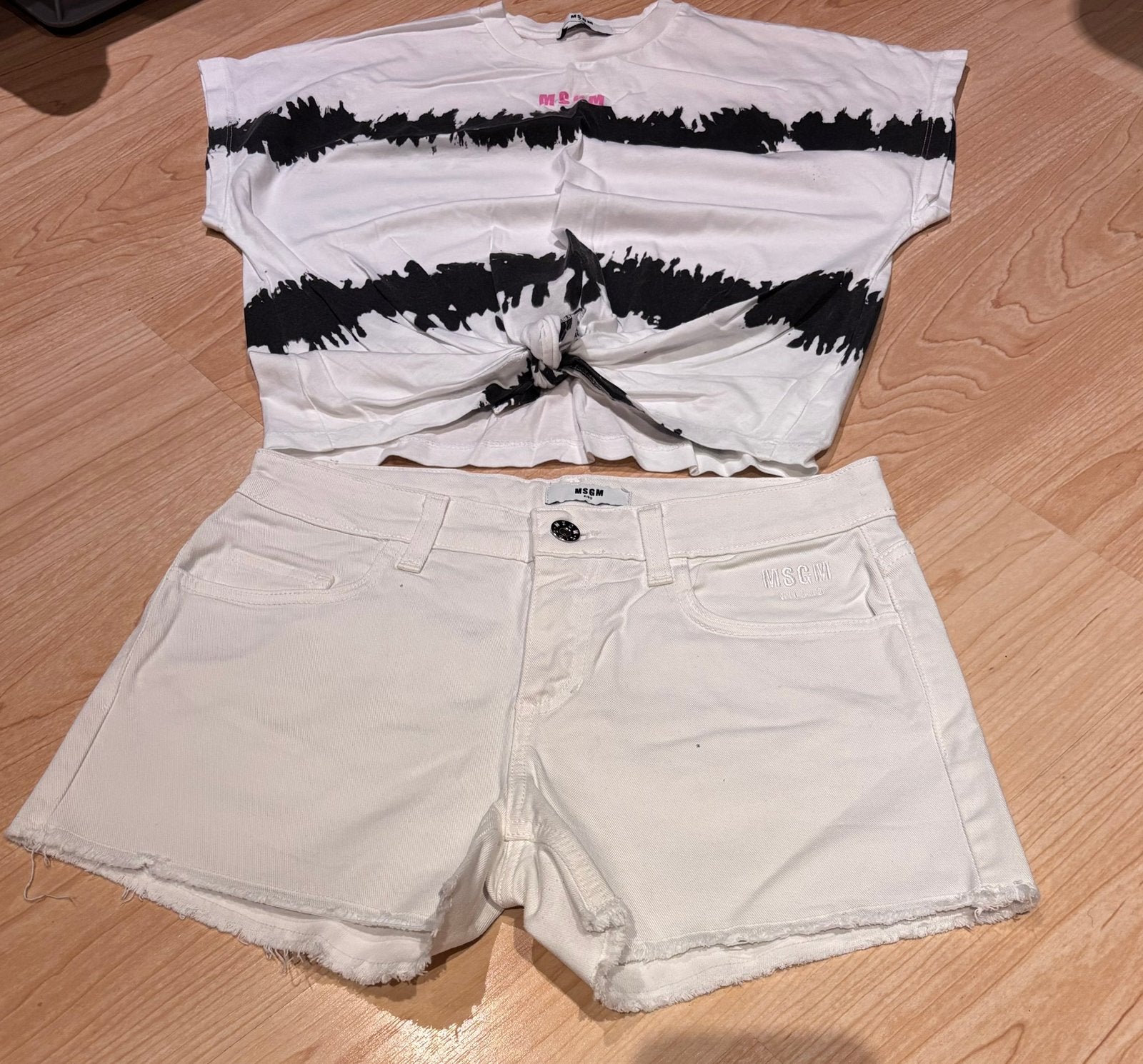 Msgm korte spijkerbroek met shirt maat 164, Mi, Meisje, Zo goed als nieuw, Mi