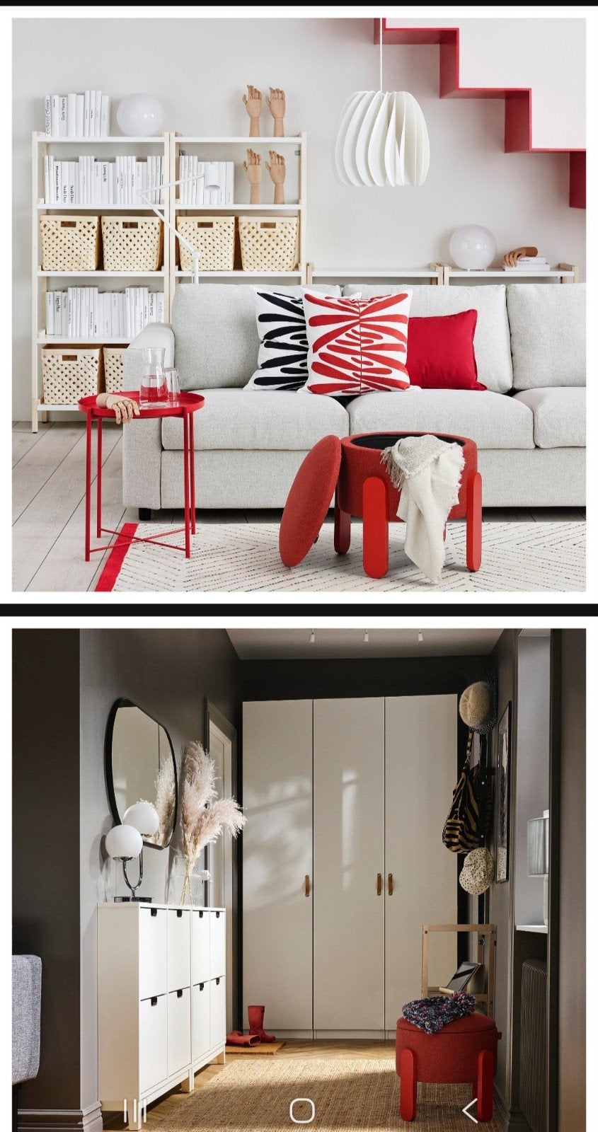 IKEA Förlunda poef met opbergruimte - rood, Ophalen, Minder dan 50 cm, Gebruikt, Rond