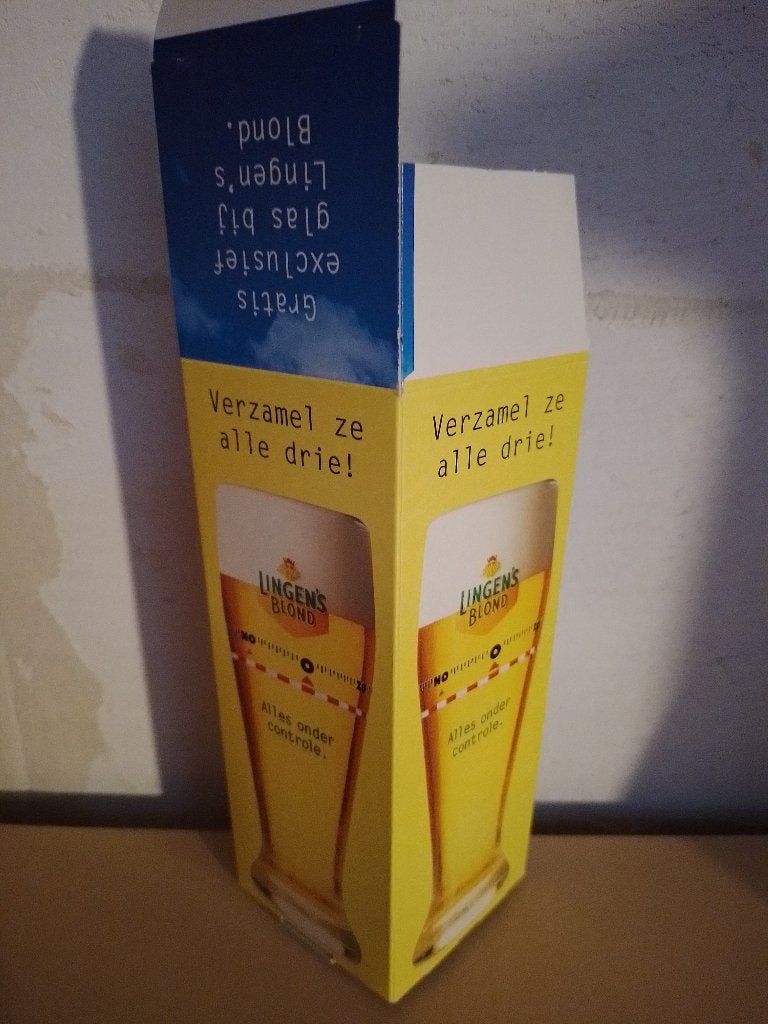 Lingens Blond doosje, Verzamelen, Verzenden, Zo goed als nieuw, Reclamebord, Plaat of Schild, Heineken