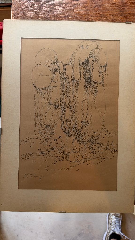 Kristians Tonny tekening, Ophalen, Tekening, Pentekening, Achter glas