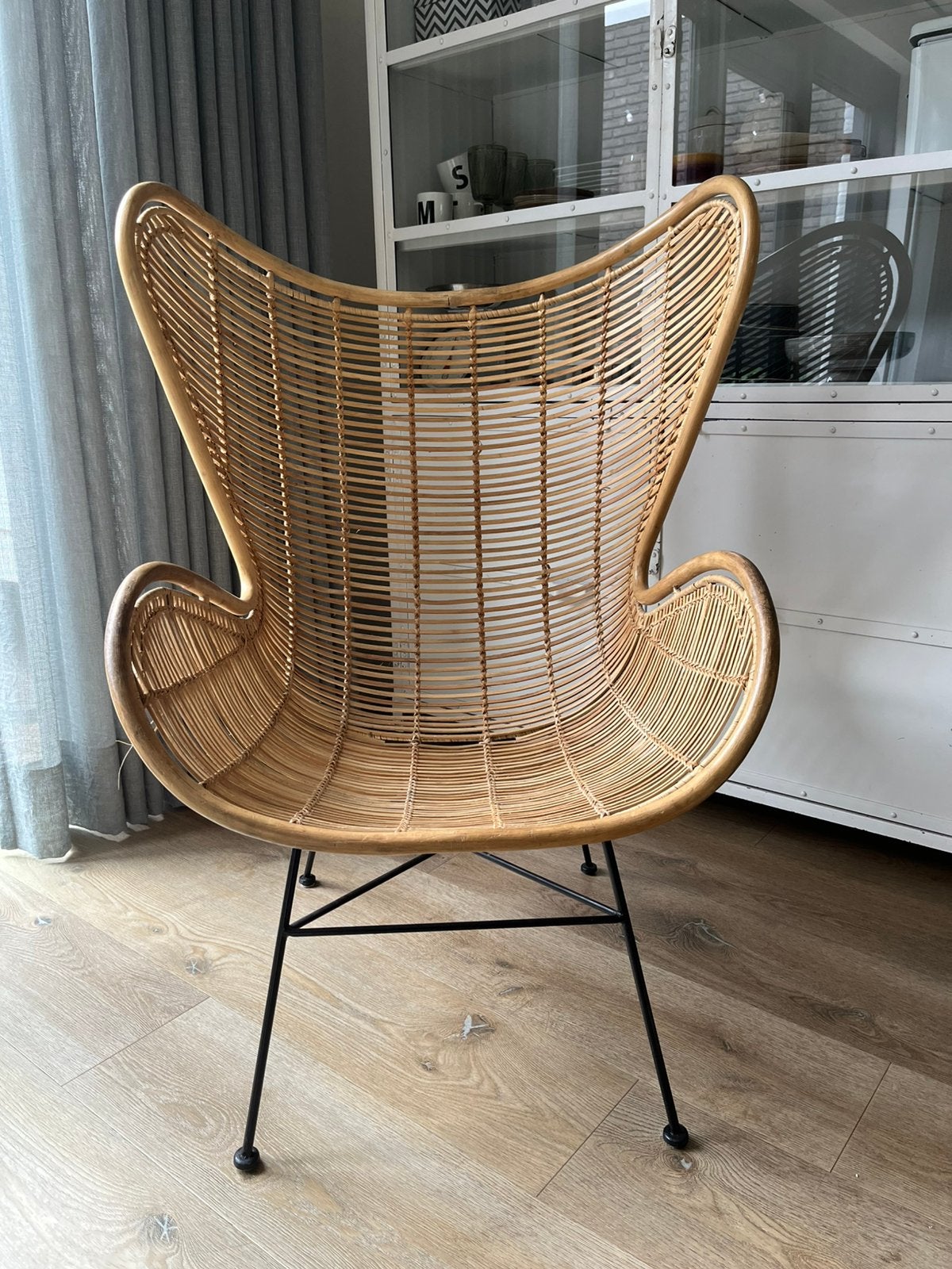 Rotan vlinderstoel / fauteuil, Huis en Inrichting, Ophalen, Gebruikt, Overige kleuren, Riet of Rotan