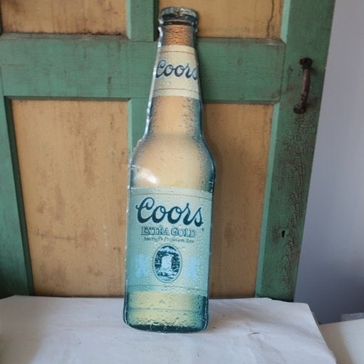 Wand plaat metaal reclame Coors beer bier wandbord 76 cm, Metaal, Gebruikt, 76 cm, Decoratieobject