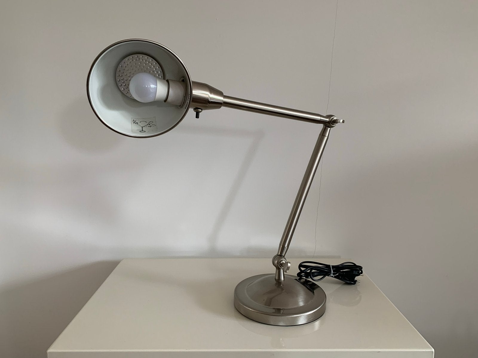 2x Vintage IKEA RVS lamp A9801 verstelbaar, Ophalen of Verzenden, Zo goed als nieuw, Metaal, 50 tot 75 cm