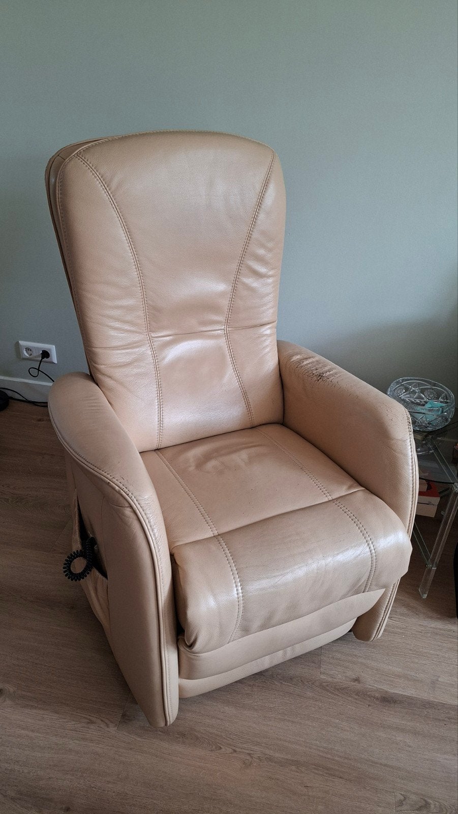 Sta-op-stoel - fauteuil, Huis en Inrichting, Fauteuils, Gebruikt, Ophalen of Verzenden, 50 tot 75 cm, Leer