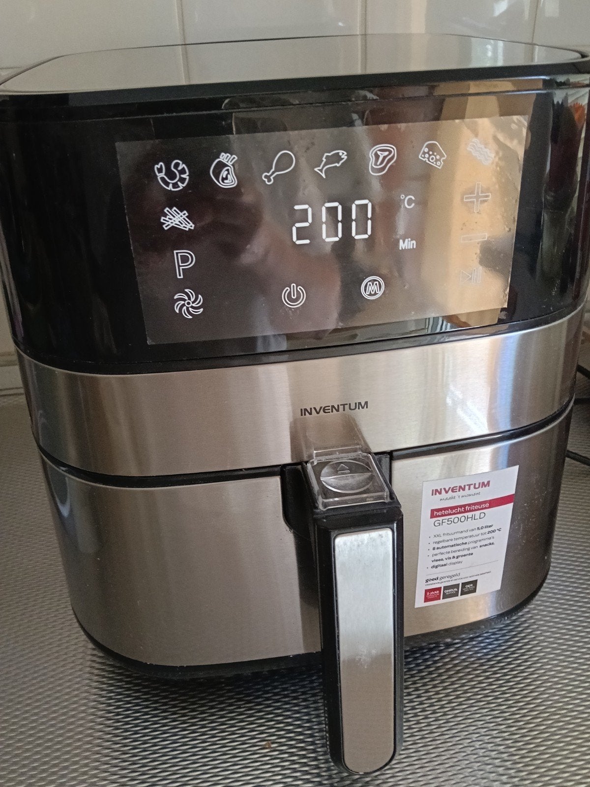 Airfyer Inventum XXL 5.0 lt, Ophalen, Zo goed als nieuw, Airfryer XXL, 1500 gram of meer