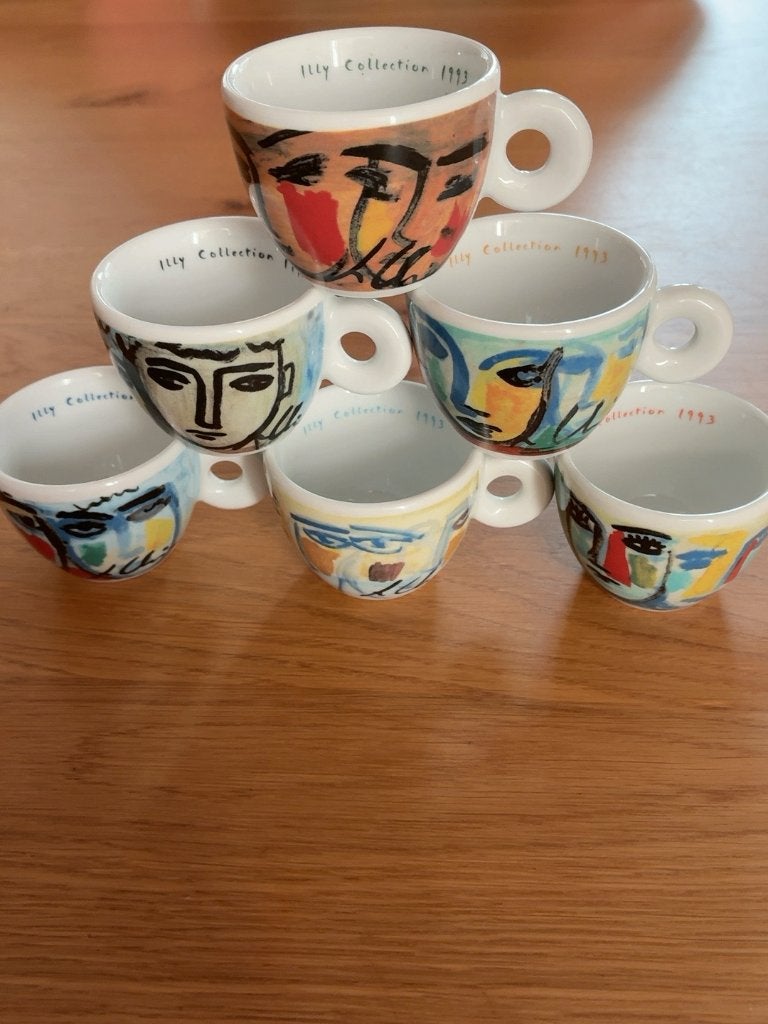 Illy Collection 1993 Sandro Chia 6 kopjes compleet, Verzenden, Zo goed als nieuw, Overige stijlen, Illy