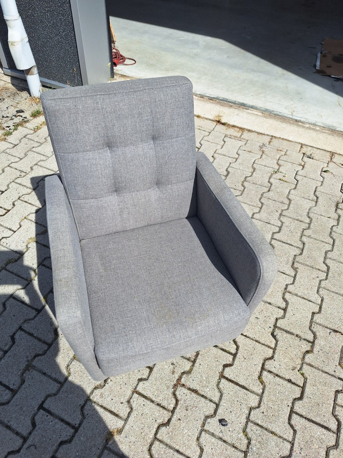 Grijze stoffen fauteuil - Comfortabele stoel, Ophalen, Gebruikt, Minder dan 75 cm, Modern comfort