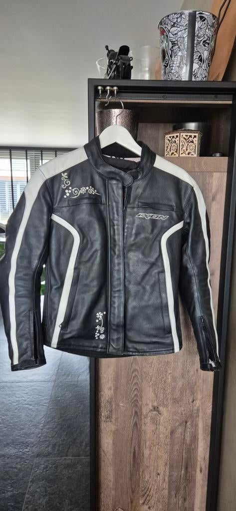 Dames Motorjas Leer Zwart/Wit met Protectie en Voerin, IXON, Jas | leer, Ophalen of Verzenden, Dames