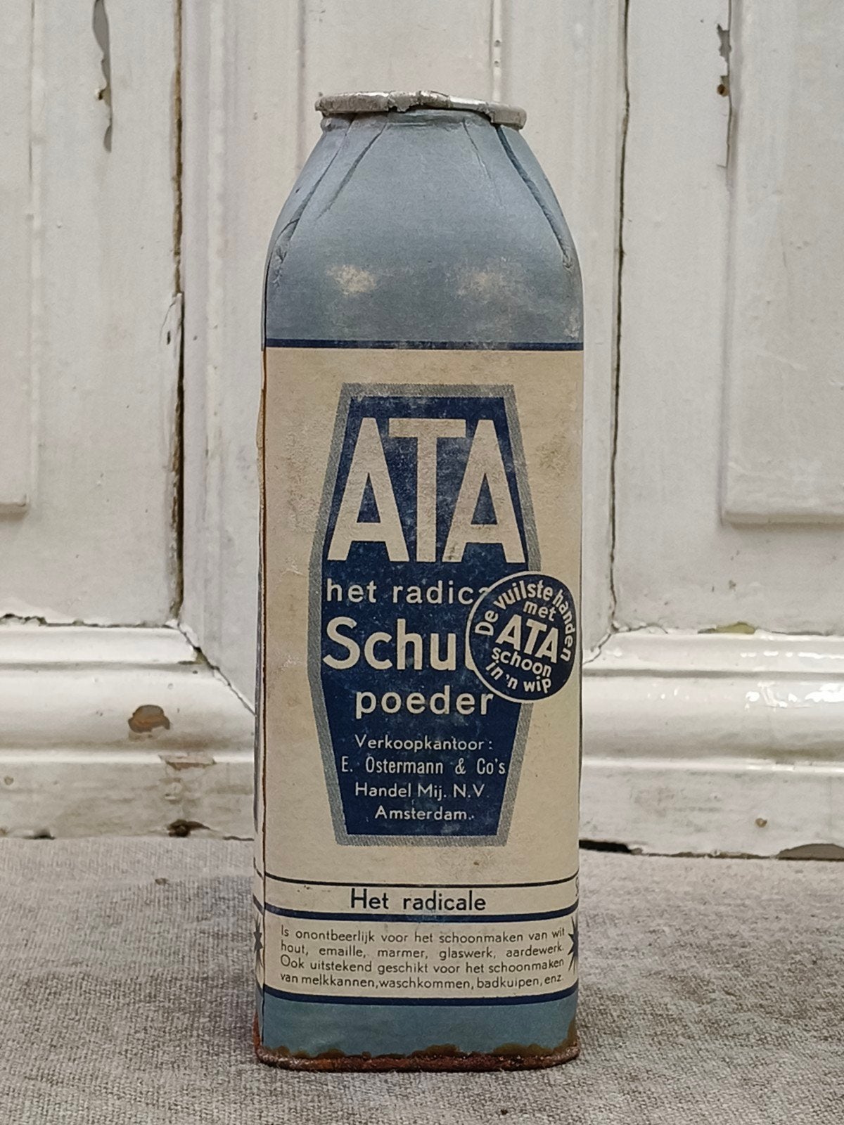 Oude grote kartonnen verpakking ATA schuurpoeder, Ophalen of Verzenden, Gebruikt