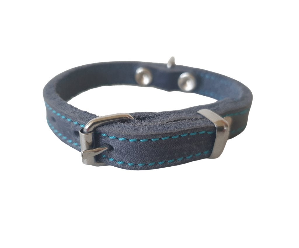 JACK & VANILLA Halsband Vetleder Blauw Nek 15-18,5 cm KOOPJE, Dieren en Toebehoren, Ophalen of Verzenden, Handgemaakt, Nieuw