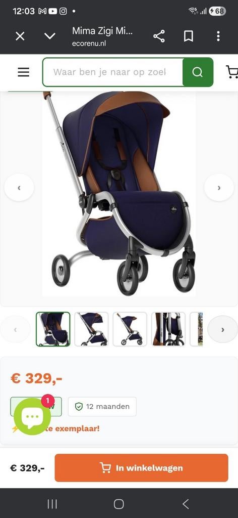 Mima Zigi kinderwagen - Compact en stijlvol, Kinderen en Baby's, Kinderwagens en Combinaties, Ophalen of Verzenden, Zo goed als nieuw