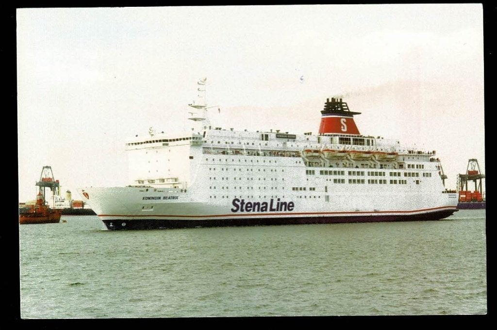 Scheepvaart : Stena Line "Koningin Beatrix" - Harwich/HvH, Verzamelen, Ophalen of Verzenden, Gebruikt, Motorboot, Kaart, Foto of Prent