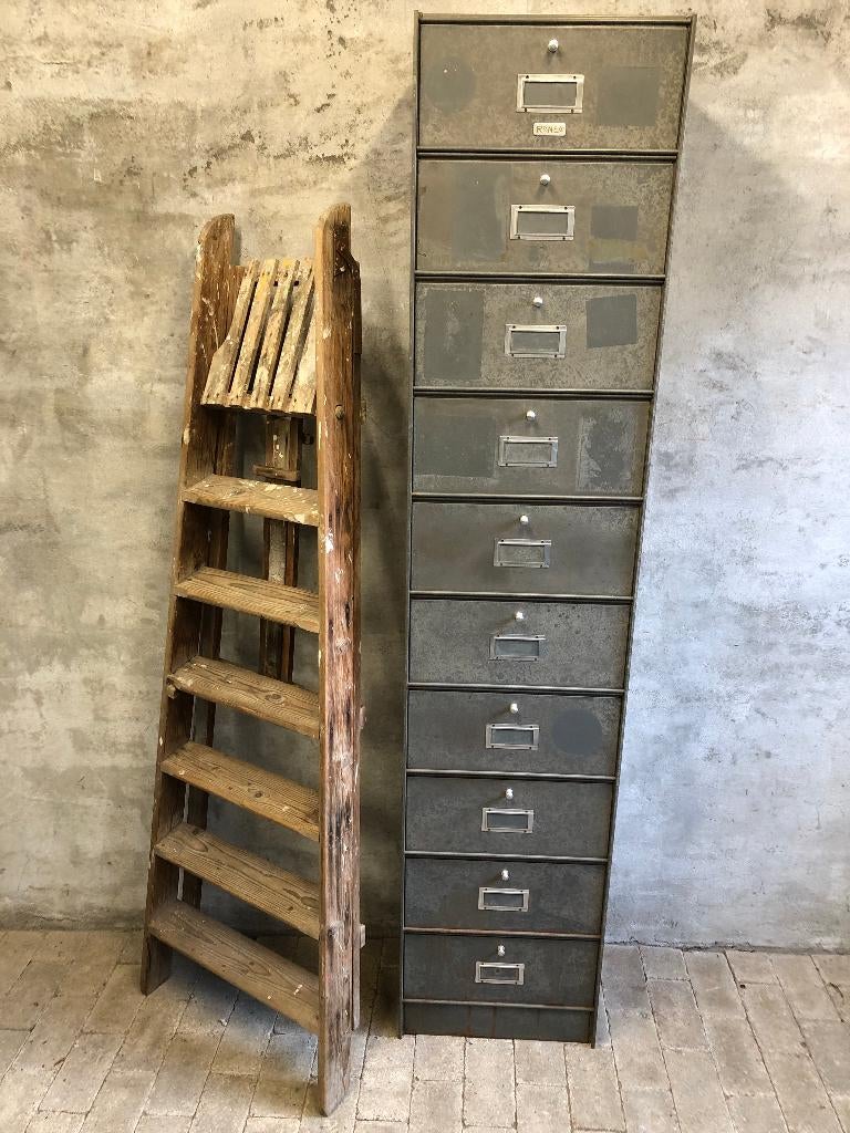 Franse archiefkast | kleppenkast | schoenenkast | vintage, Ophalen, Minder dan 50 cm, Gebruikt, Vintage