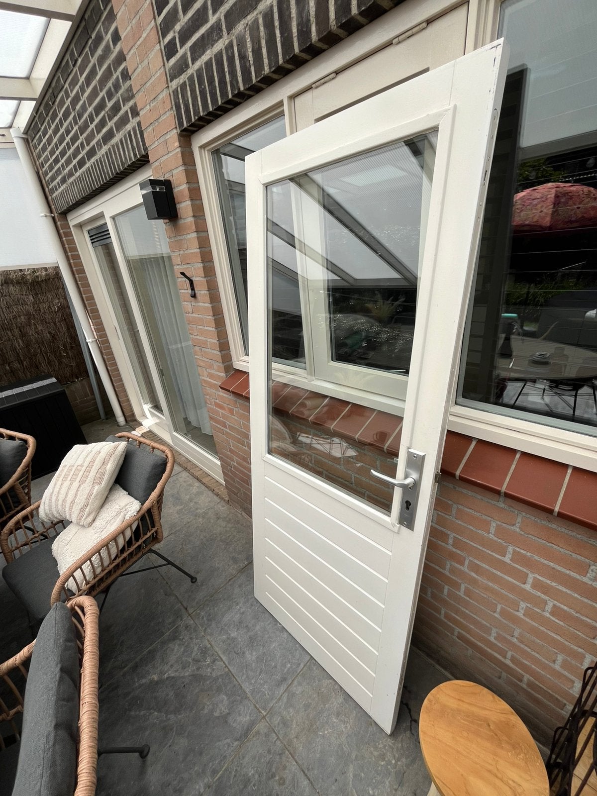 Achterdeur 81,5 201,5, Doe-het-zelf en Verbouw, Deuren en Horren, Ophalen, 80 tot 100 cm, 200 tot 215 cm, Hout