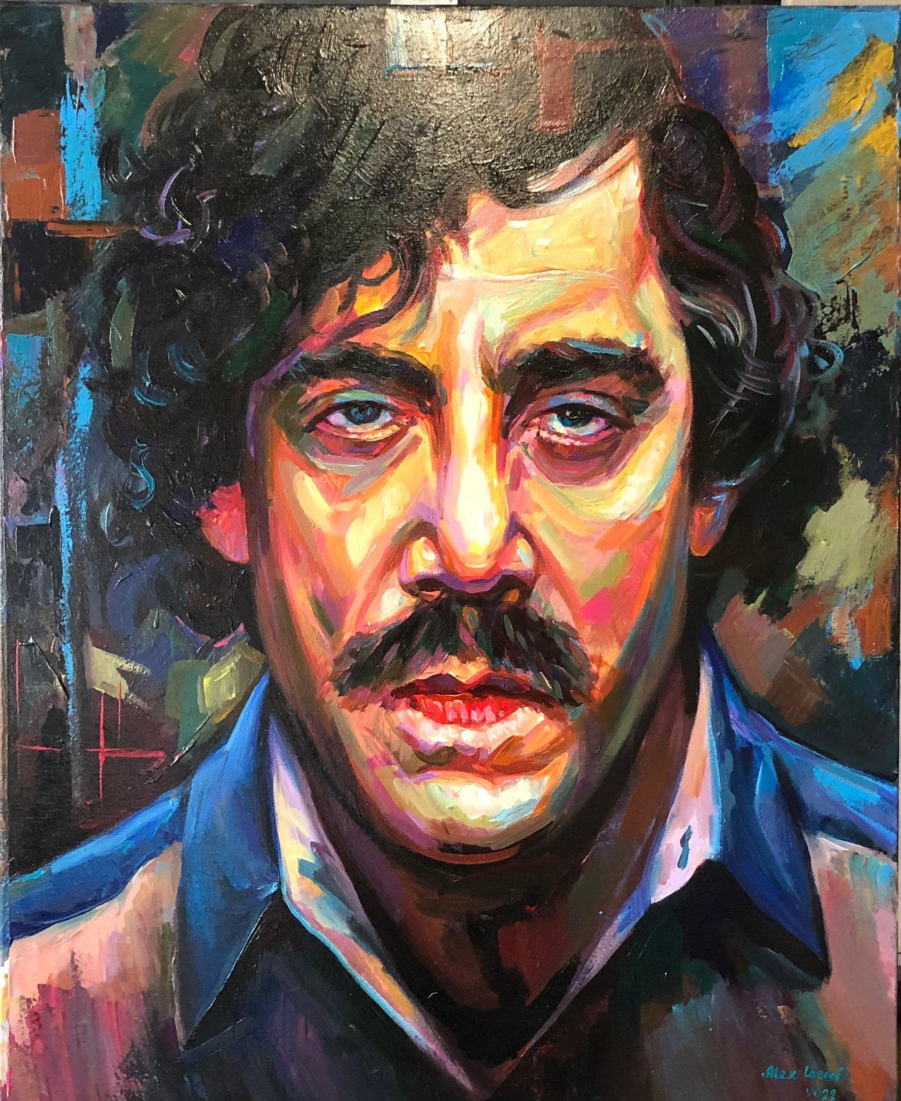 Alex L- Pablo Escobar- Handgeschilderd (100%)- Origineel, Antiek en Kunst, Ophalen of Verzenden