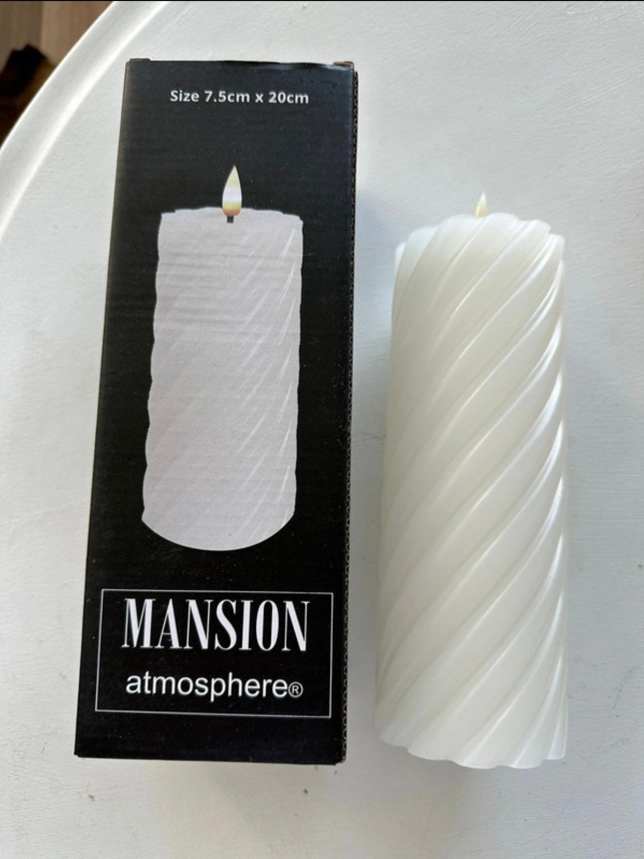 Luxe Mansion Atmosphere LED kaars gedraaid wit (20 cm), Nieuw, Ophalen of Verzenden, 20 cm, Wit